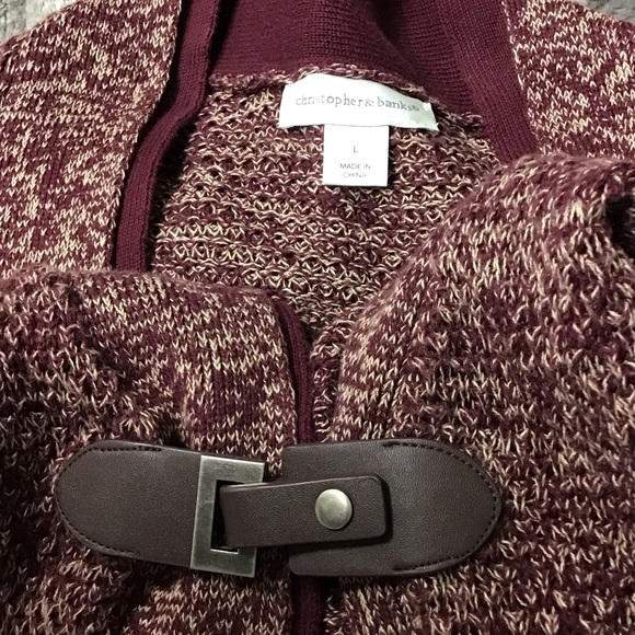 Christopher & Banks Burgundy Knit Cardigan with Buckle - Picture 5 of 5
